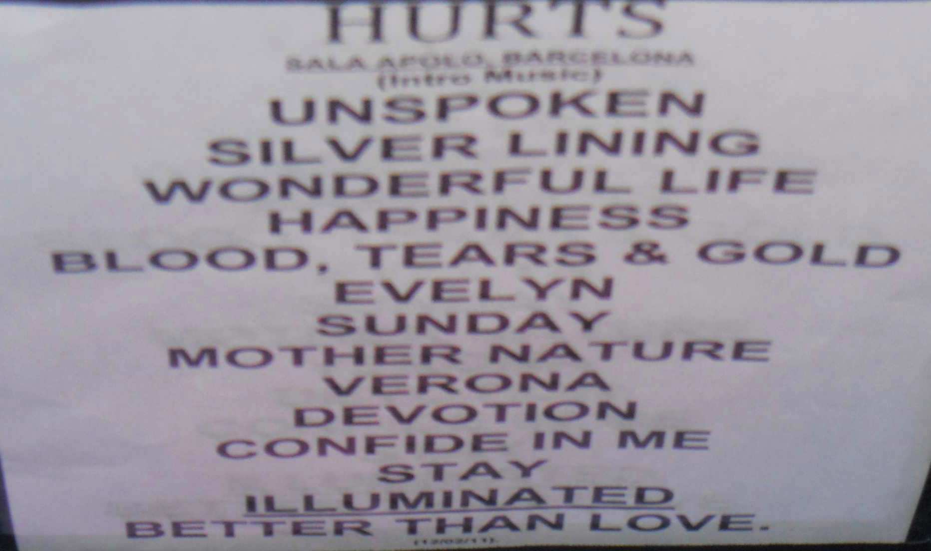HURTS BARCELONA 12-2-2011